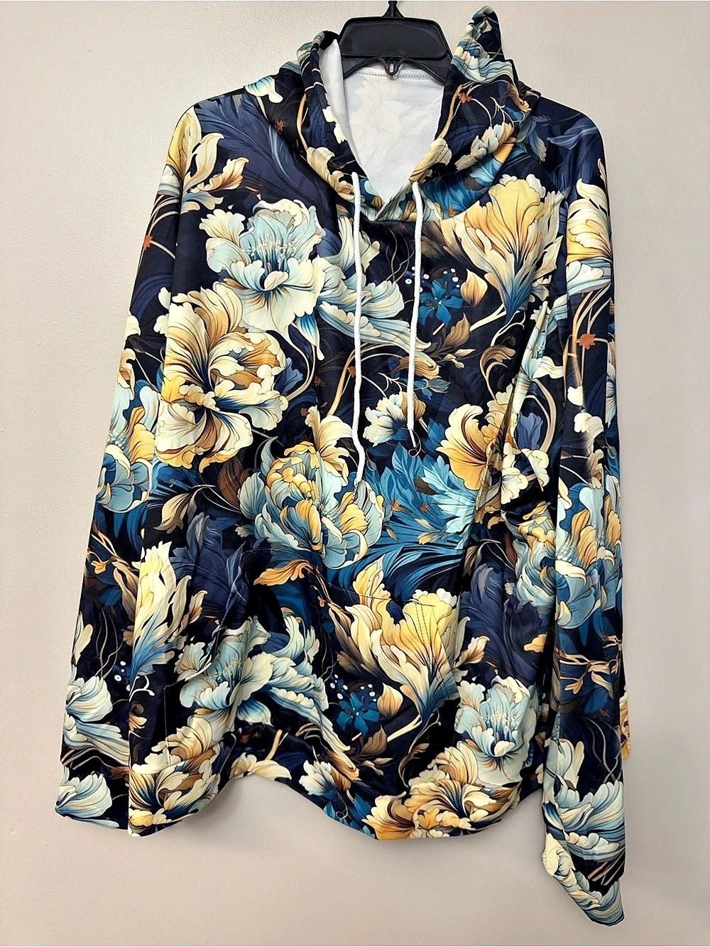Floral Hoodie in Blue & Yellow 2XL New